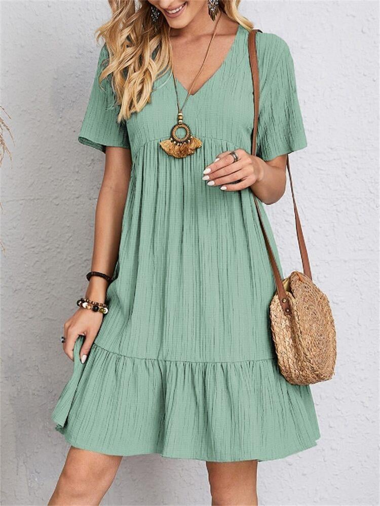 šThis Season's Summer Picksā³Retro V-neck Loose Casual DressāØ