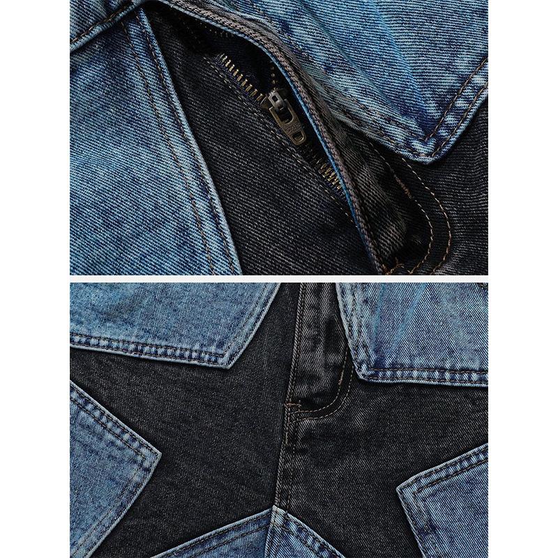 STAR PATCHWORK DENIM SHORTS