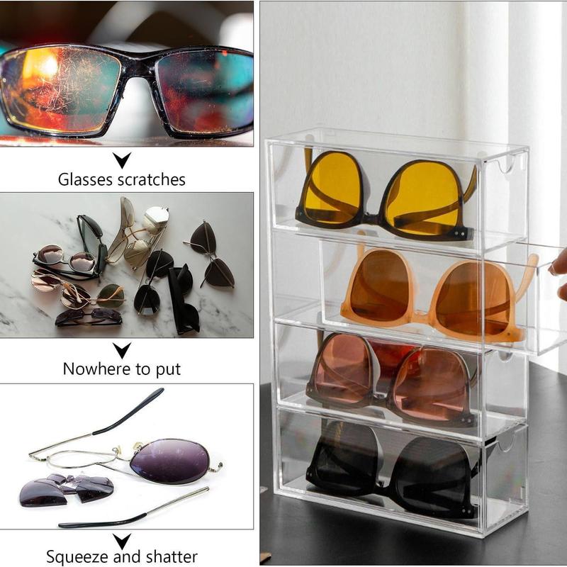 Transparent dustproof sunglasses storage box