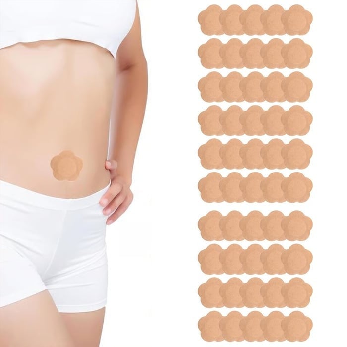🏆Flash Sale⚡ 50K+ SOLD! Almost Gone-💥50pcs Castor Oil Pack Wrap for Belly Button, Self-Adhesive Castor Oil Patches Cover Patch Organic Disposable Spunlace Cloth Highly Absorbent Pad with Cotton, Oil Not Included (Skin Color)