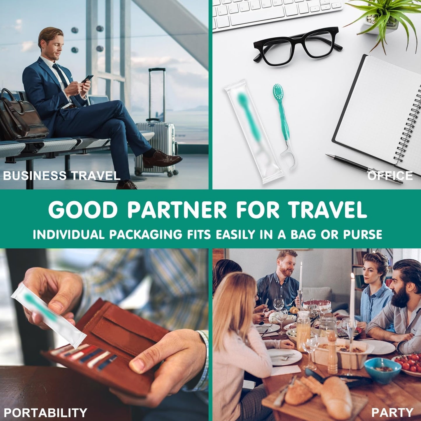 🎁5 in 1 Mini Toothbrush & Floss & Tongue Scraper & Toothpick Set 26pcs