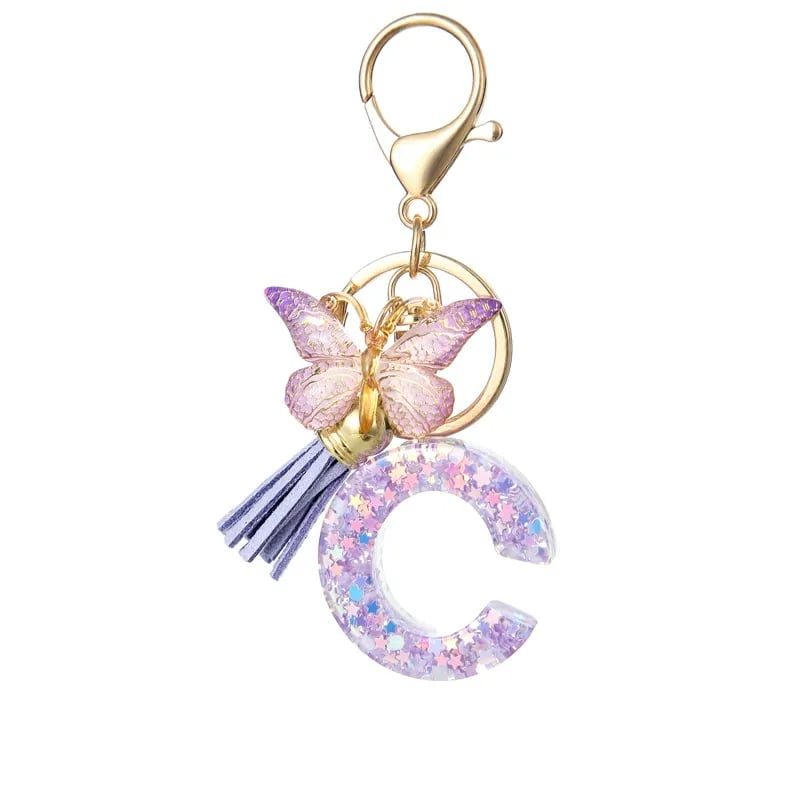 🔥Butterfly Letter Keychain Tassel Design Vibrant Durable Lightweight Gift