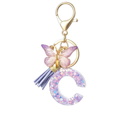 🔥Butterfly Letter Keychain Tassel Design Vibrant Durable Lightweight Gift