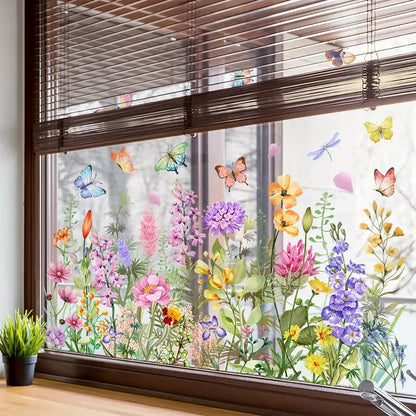 Last Day 50% OFF🔥 Colorful Floral Bouquet Window Sticker (Cut To Size Freely)