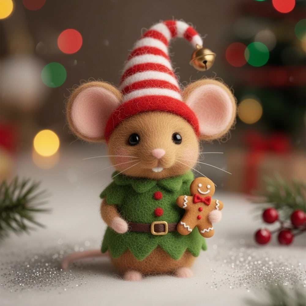 🏆Flash Sale 60% OFF - 🧑‍🎄🐭Handmade Needle Felt Christmas Mouse