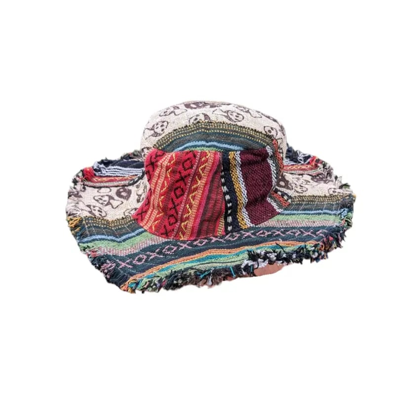 🎩Patchwork multicolored mushroom Hemp Hat with hidden pocket fedorahats🔥