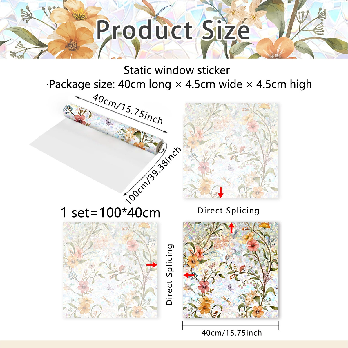 Last Day 50% OFF🔥 Colorful Floral Bouquet Window Sticker (Cut To Size Freely)