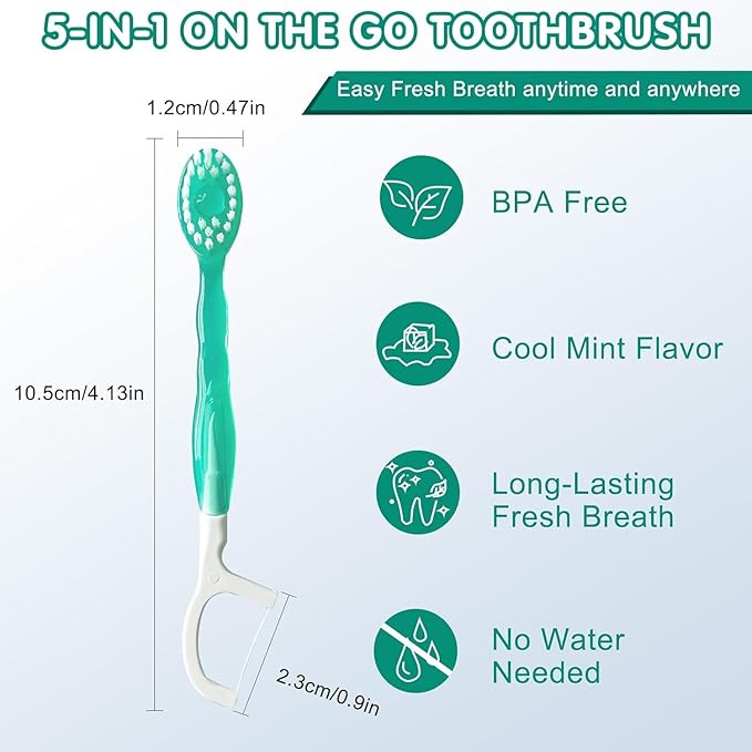 🎁5 in 1 Mini Toothbrush & Floss & Tongue Scraper & Toothpick Set 26pcs