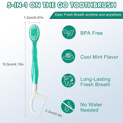 🎁5 in 1 Mini Toothbrush & Floss & Tongue Scraper & Toothpick Set 26pcs