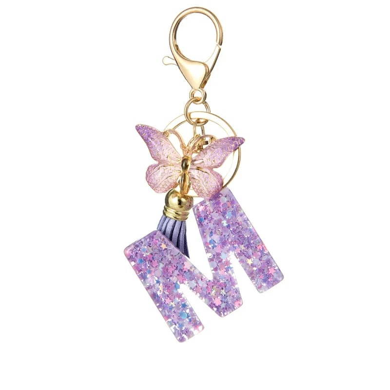 🔥Butterfly Letter Keychain Tassel Design Vibrant Durable Lightweight Gift