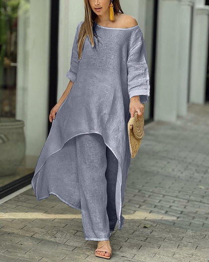 🔥SUMMER SALE🔥 Casual Irregular Long Sleeve Two-piece Set 💥 BUY 2 FREE SHIPPING