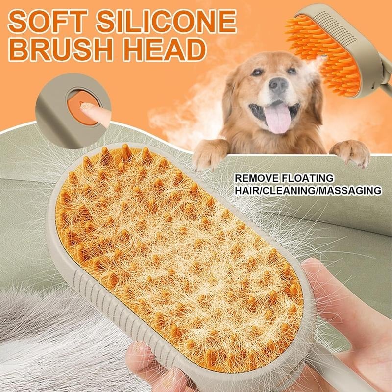 USB Rechargeable Pet Steam Brush – For Deep Clean, Odor Removal & Smooth Hair – Safe for Long, Curly & Short Hair Pets