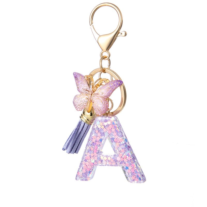 🔥Butterfly Letter Keychain Tassel Design Vibrant Durable Lightweight Gift