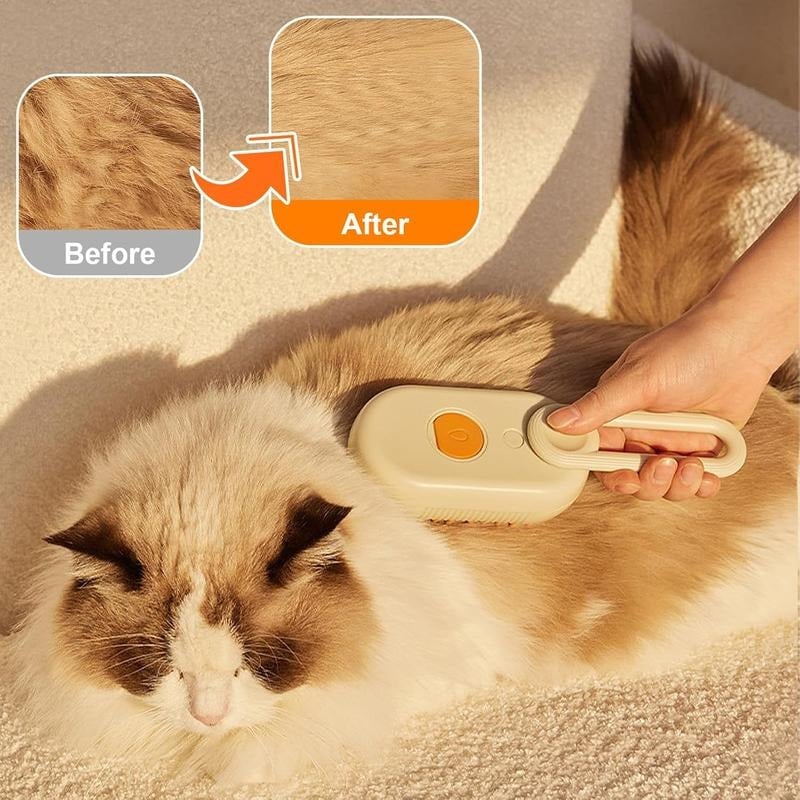 USB Rechargeable Pet Steam Brush – For Deep Clean, Odor Removal & Smooth Hair – Safe for Long, Curly & Short Hair Pets