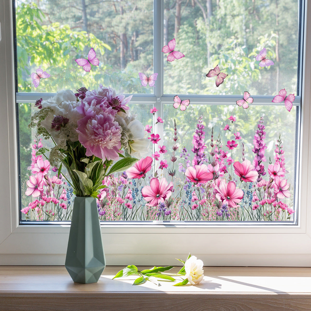 Last Day 50% OFF🔥 Colorful Floral Bouquet Window Sticker (Cut To Size Freely)