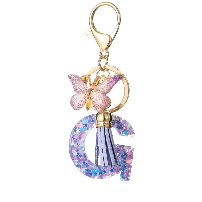 🔥Butterfly Letter Keychain Tassel Design Vibrant Durable Lightweight Gift
