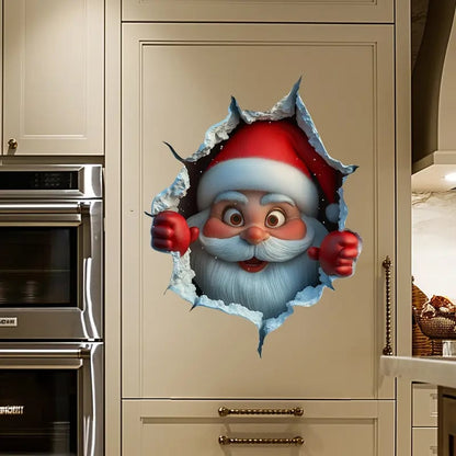 "Santa's Breaking In!" Christmas Wall Sticker 🎅 Funny Holiday Decor for Home 🎄