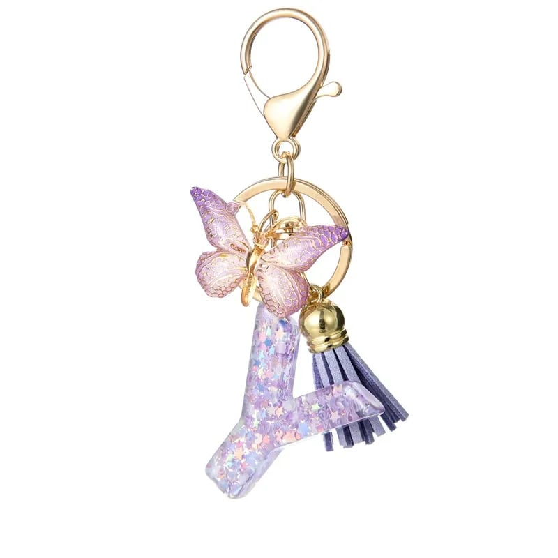 🔥Butterfly Letter Keychain Tassel Design Vibrant Durable Lightweight Gift