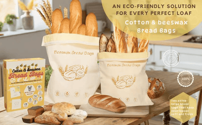 🍞Wide Zipper Access Cotton & Beeswax Bread Bags for Sourdough✨