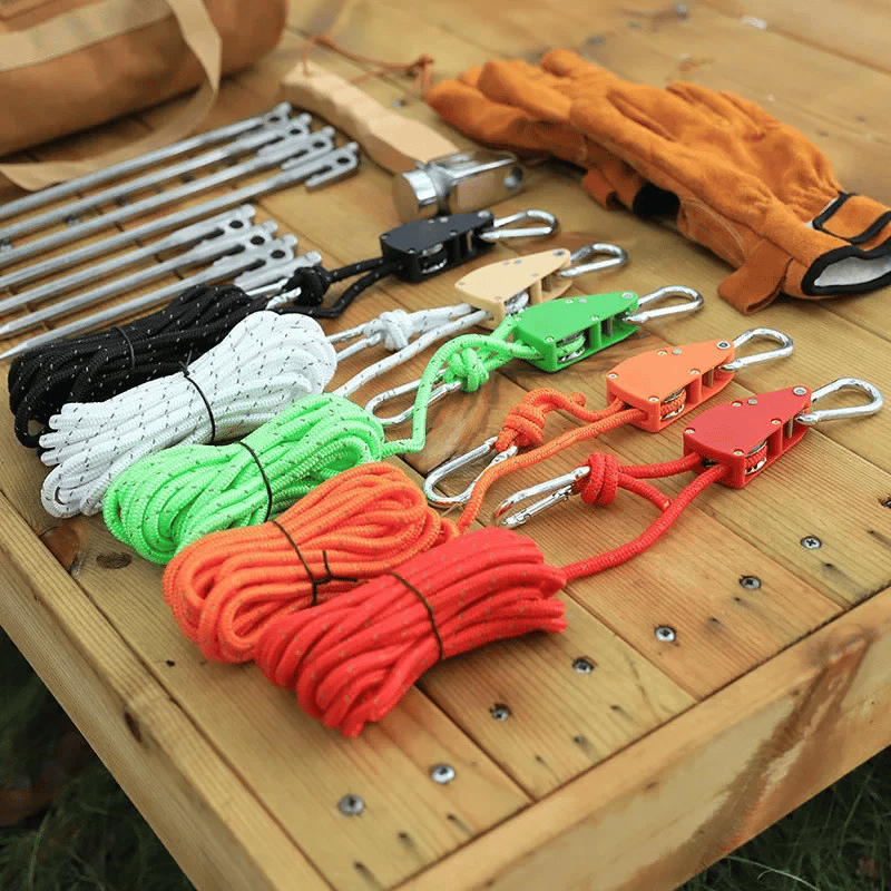 💥Outdoor Windproof RopeCamping Wind Rope Pulley Tie Down Strap with Carabiner, 4M Durable Nylon Rope💥