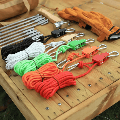 💥Outdoor Windproof RopeCamping Wind Rope Pulley Tie Down Strap with Carabiner, 4M Durable Nylon Rope💥