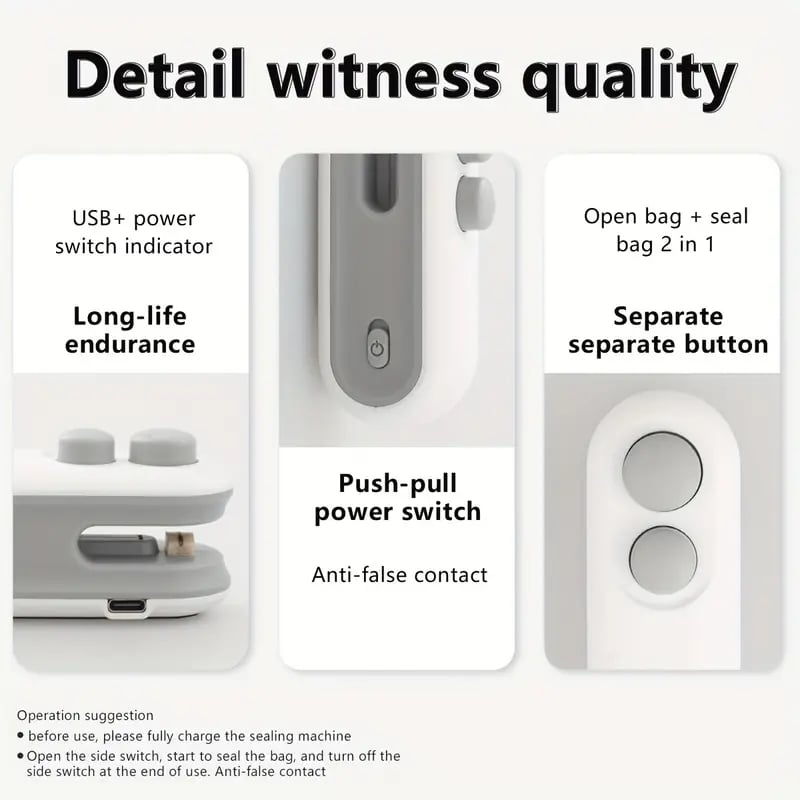 Small 2-in-1 Rechargeable Magnetic Snack Sealer