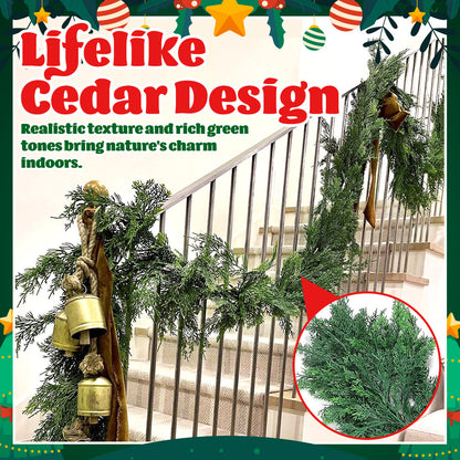 🎄 Christmas Artificial Cedar Garland – Lush, Festive Home décor for Doors, Mantels & Tables! ✨