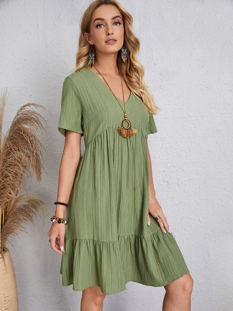 🎁This Season's Summer Picks⏳Retro V-neck Loose Casual Dress✨