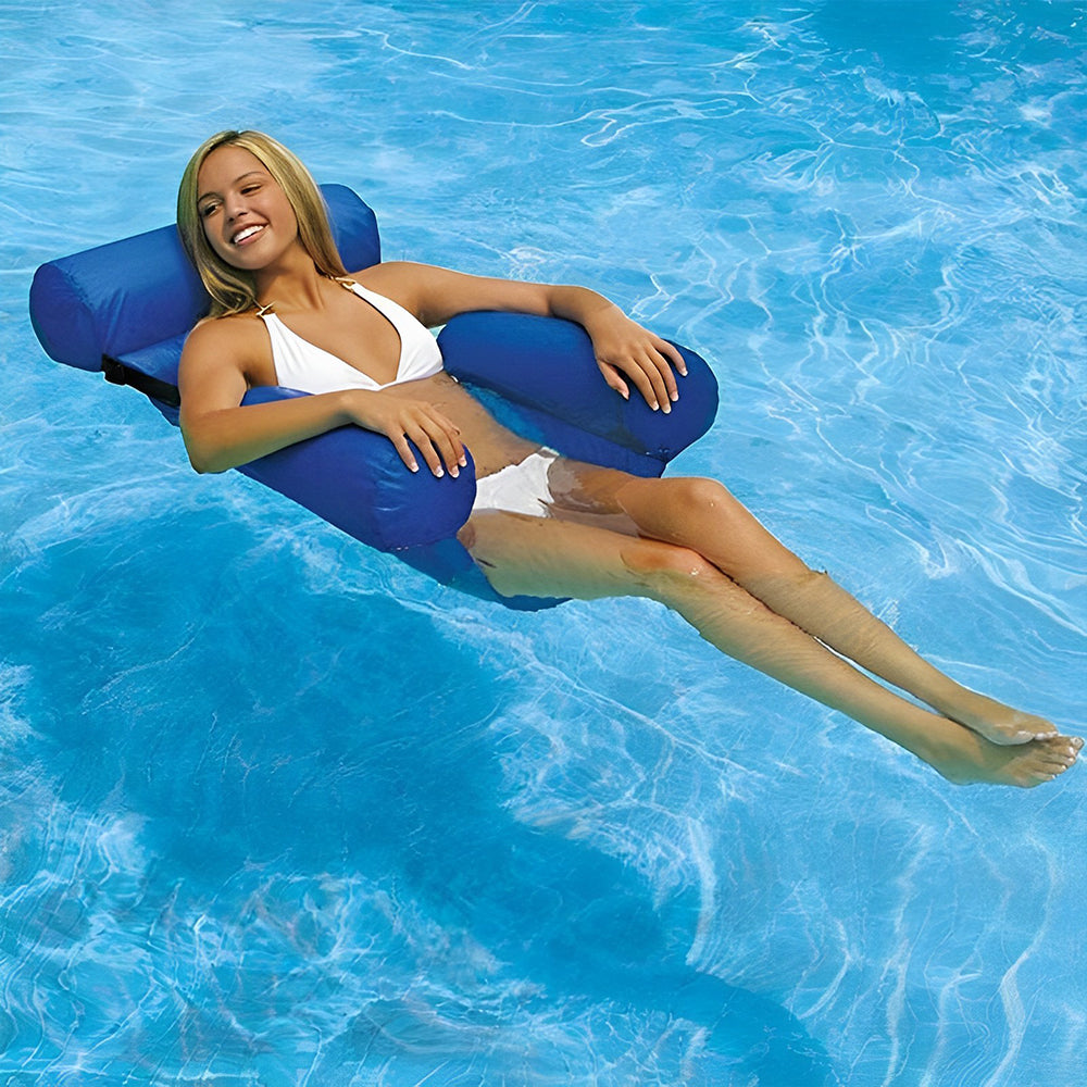 Inflatable Floating Water Hammock, Foldable Portable Floatation Pool Lounger.