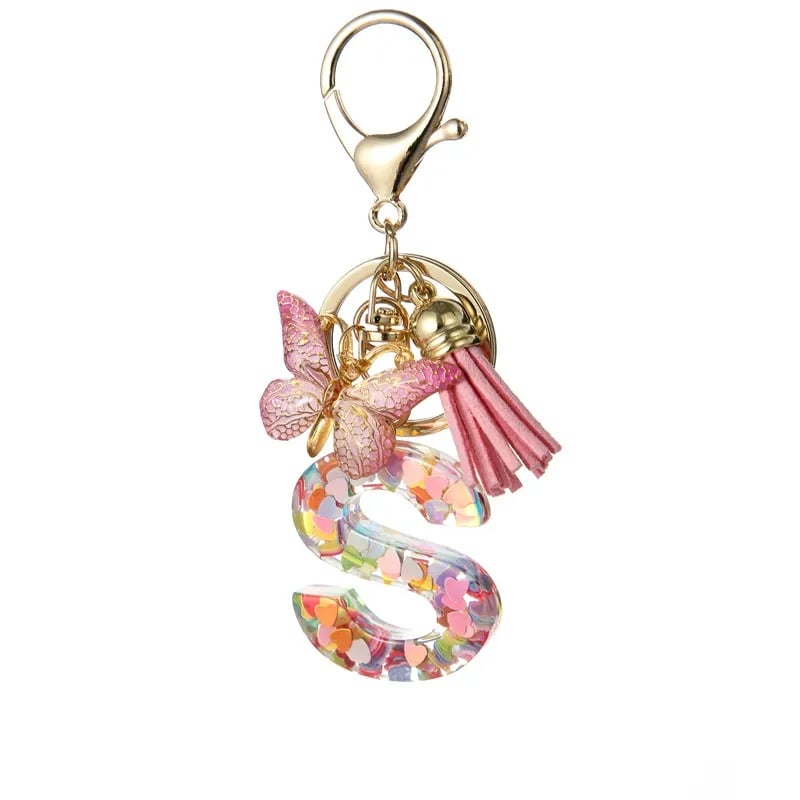 🔥Butterfly Letter Keychain Tassel Design Vibrant Durable Lightweight Gift
