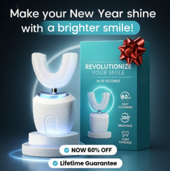 ✨LAST DAY UP 60% OFF✨FDA-Cleared U-Shaped Ultrasonic Cleaner w/ Blue Light (Dentist-Approved!)