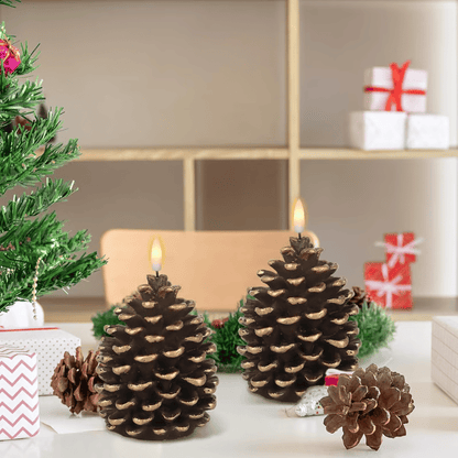 🎄Flameless Pinecone Candles Battery Operated