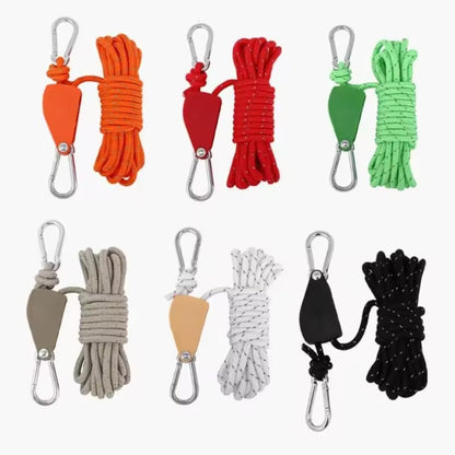 💥Outdoor Windproof RopeCamping Wind Rope Pulley Tie Down Strap with Carabiner, 4M Durable Nylon Rope💥