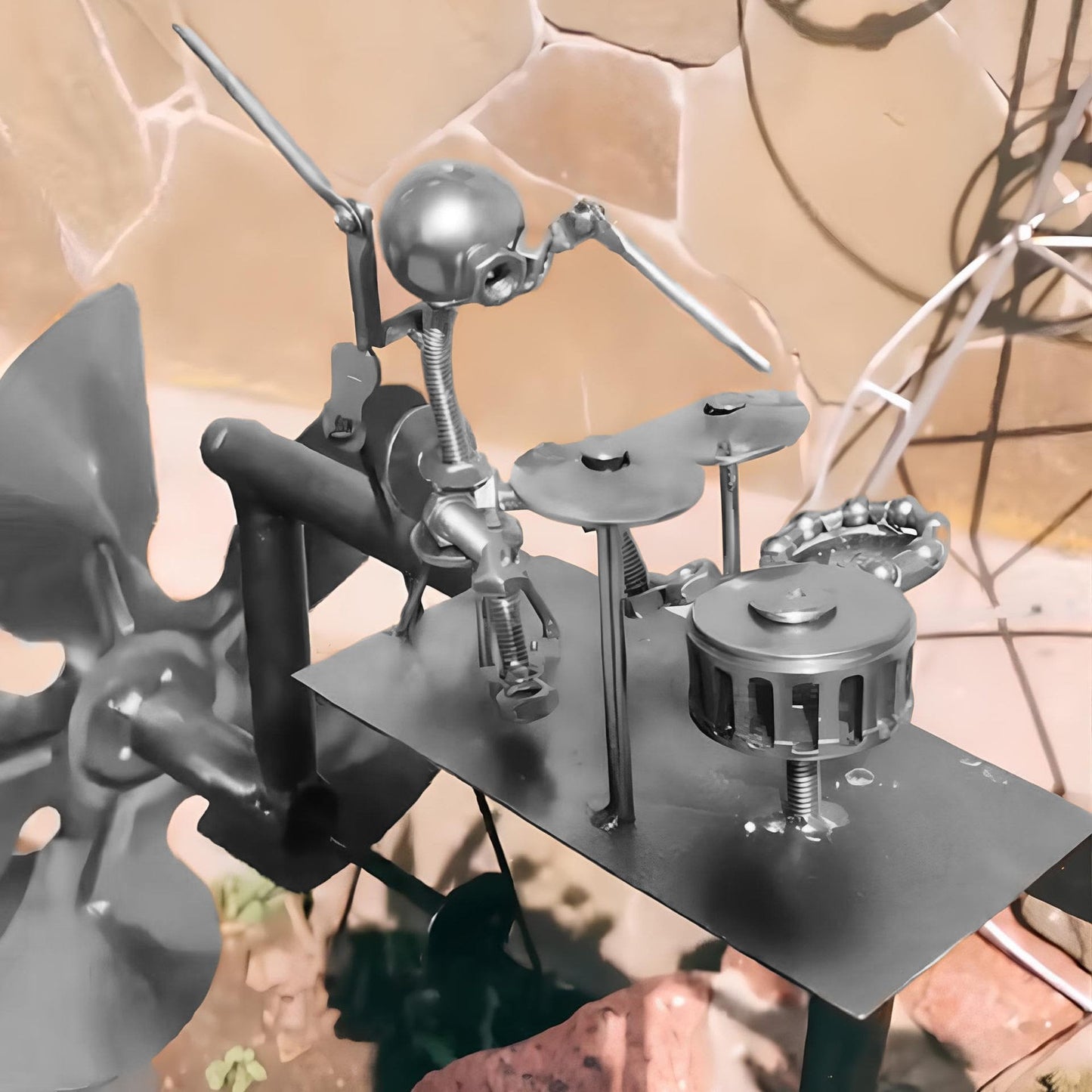 Handmade Metal Rock Band Windmill🎁(Includes a 70cm bracket)