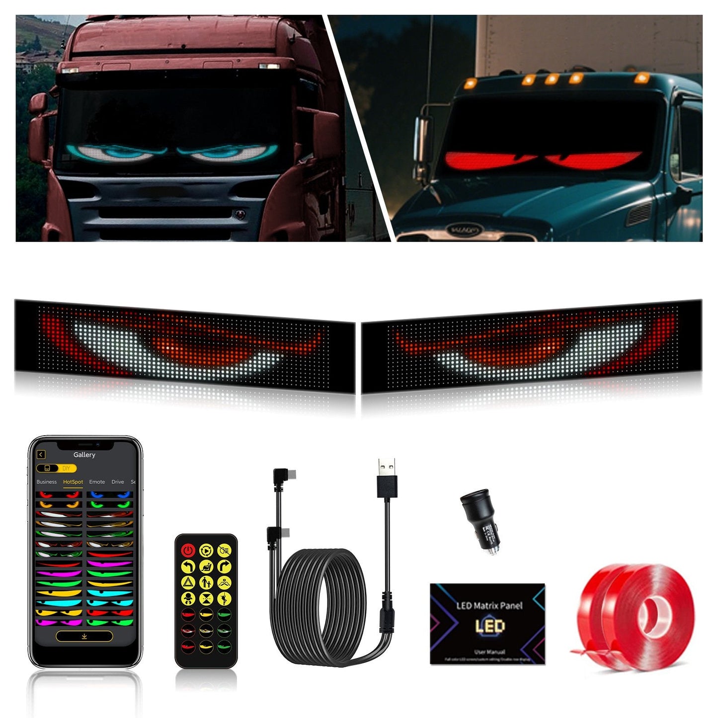 😈 Halloween Spooktacular Deal Alert! 🎃 Devil Eyes LED Sign: App - Controlled, Animated for Car/Truck Windshields