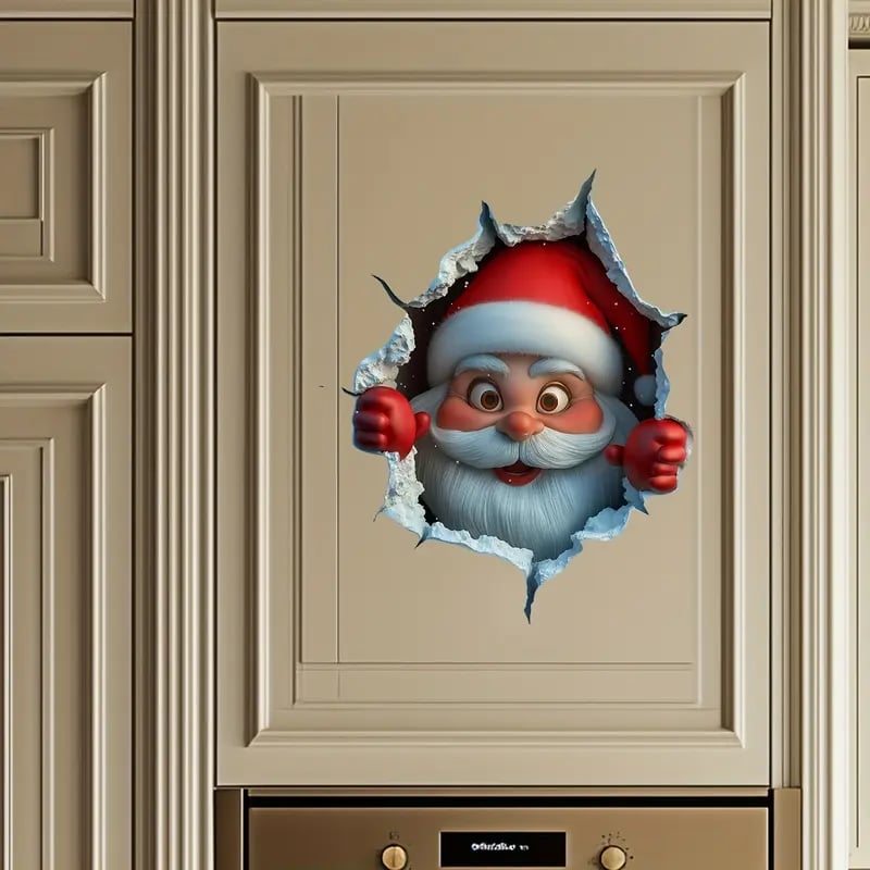 "Santa's Breaking In!" Christmas Wall Sticker 🎅 Funny Holiday Decor for Home 🎄