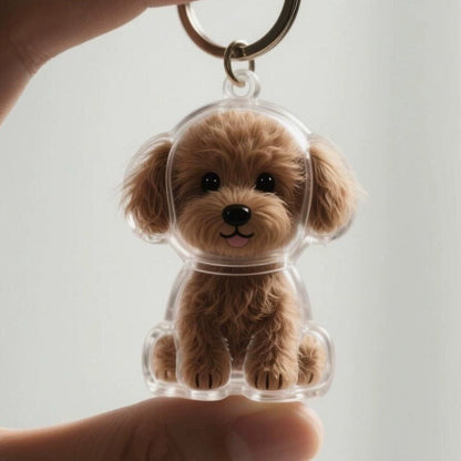 🐶🐱Newest Creative Transparent Dog/Cat Hair Collection Container Keychain