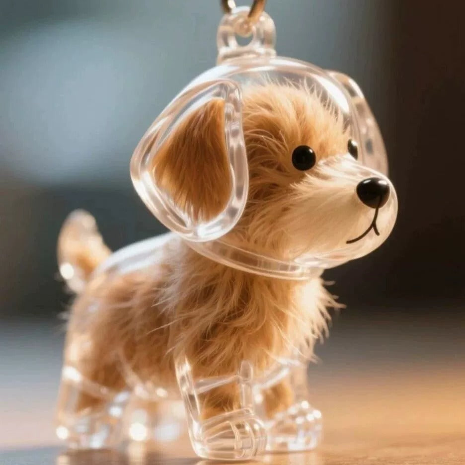 🐶🐱Newest Creative Transparent Dog/Cat Hair Collection Container Keychain